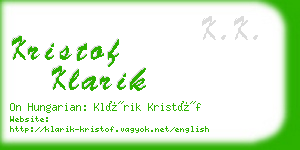 kristof klarik business card